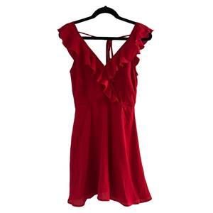 Afraid State Women’s Elegant Red Ruffle Dress